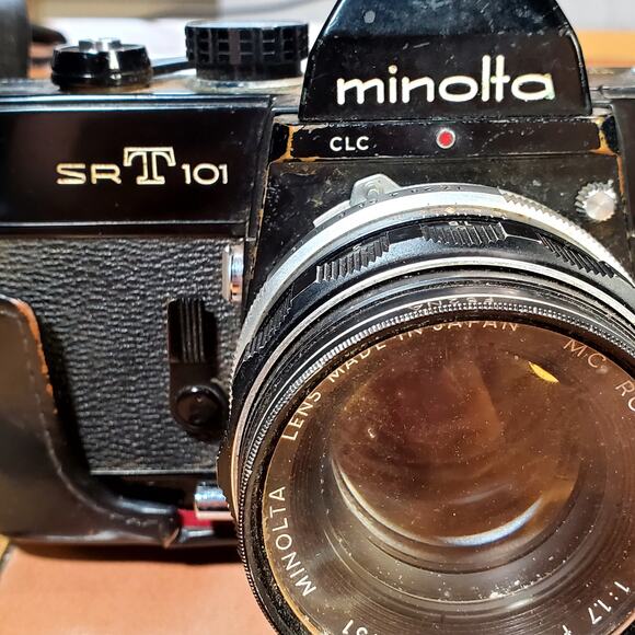 Minolta SRT 101 Film Camera Black MC 55mm f1.7 From Japan with Case - Picture 5 of 15